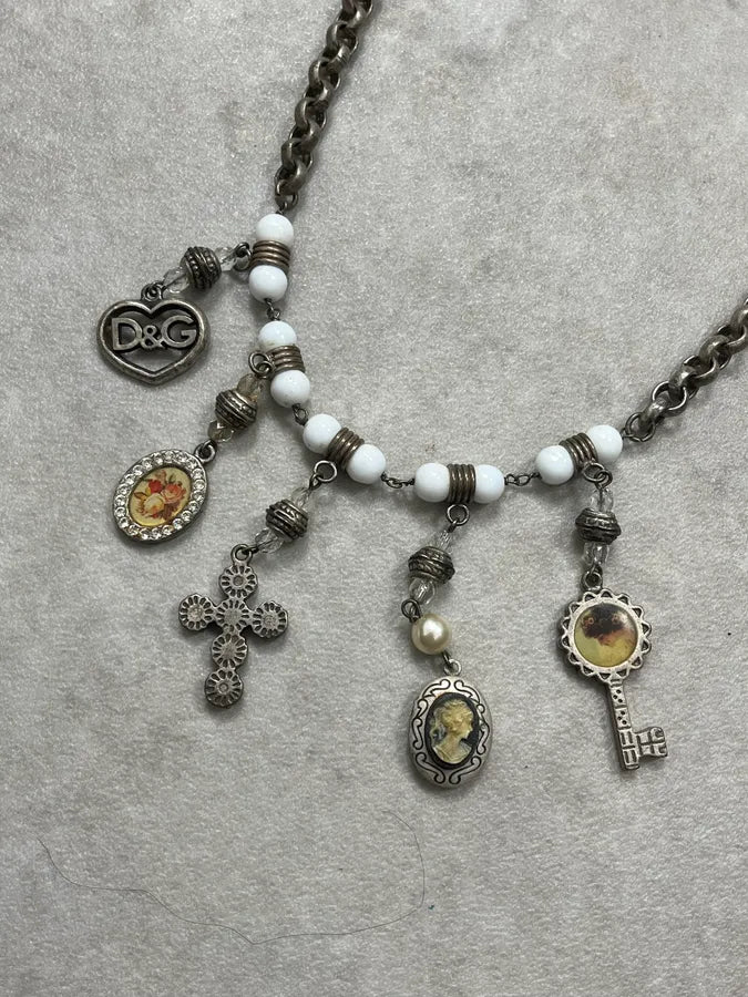 2000s Dolce & Gabbana Cross Key Portrait Pendants Necklace nBJVJTh 3