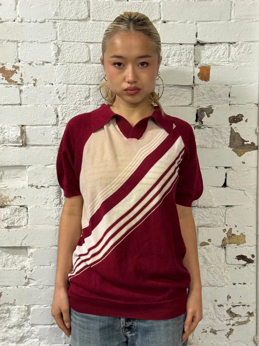 2000s Dolce & Gabbana Cross Lines Red Polo SKTrnDX 1