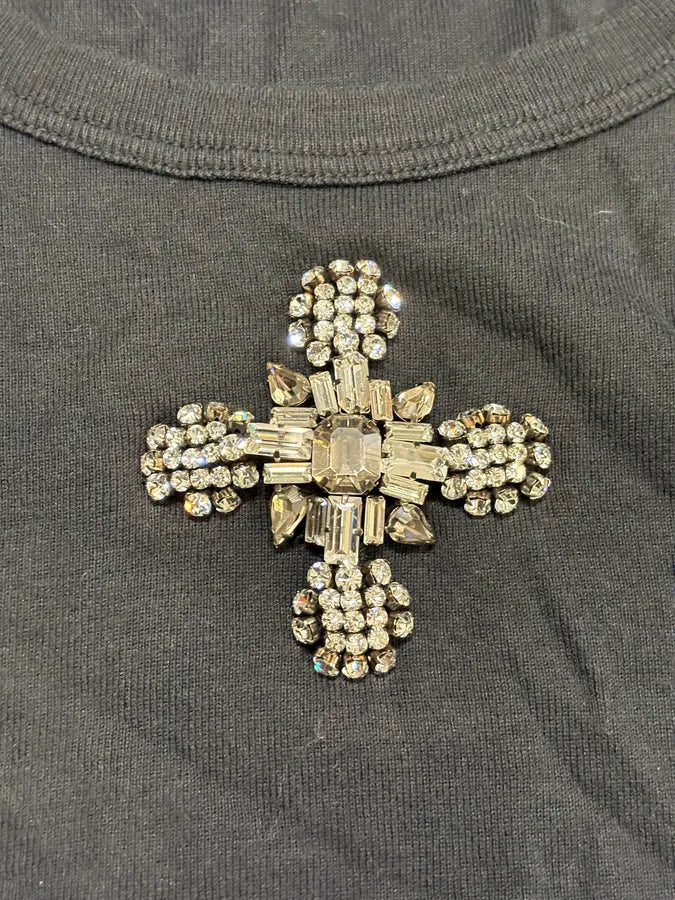 2000s Dolce & Gabbana Cross Ornament Black Tank Top gzMnpna 6