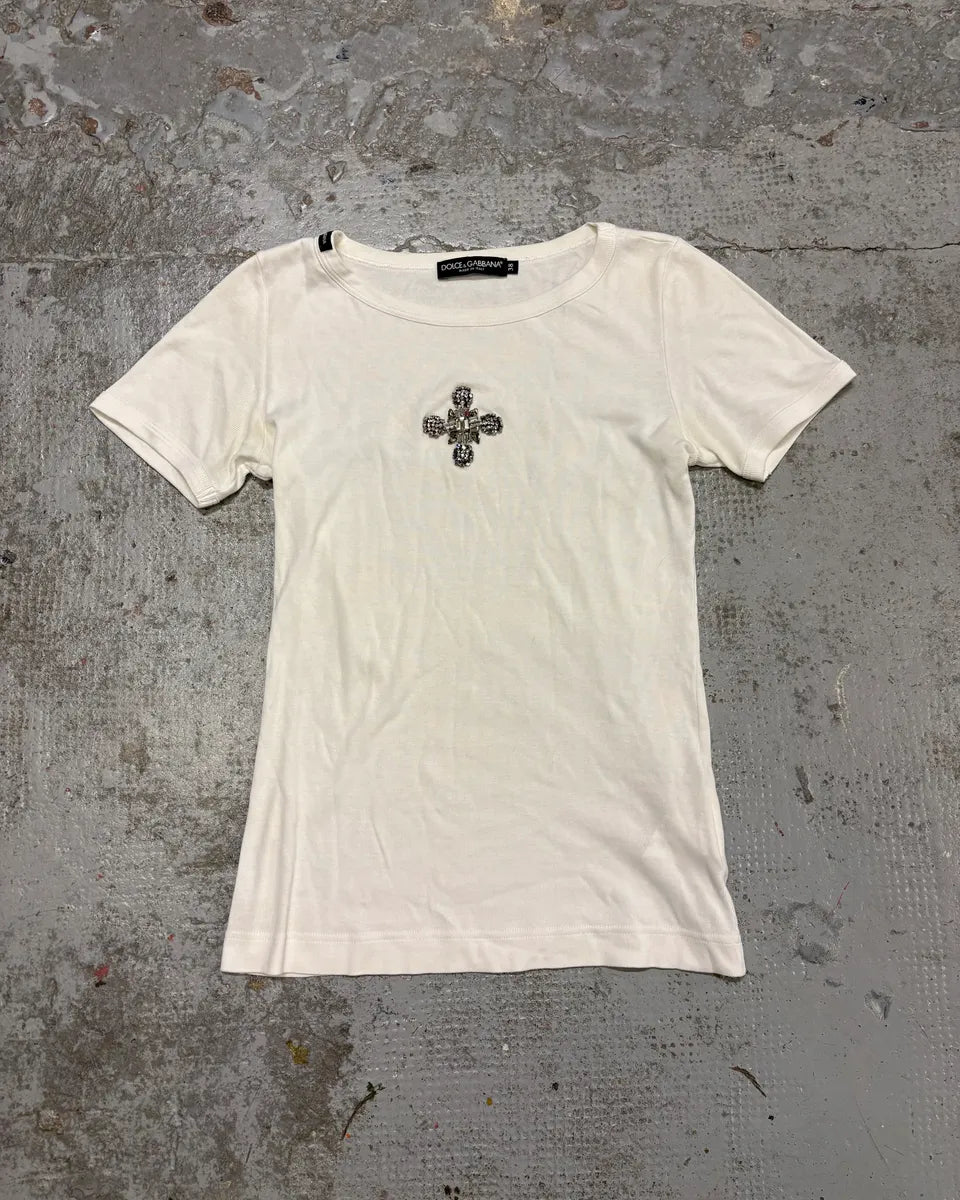 2000s Dolce & Gabbana Cross White T-Shirt NmAnprE 0