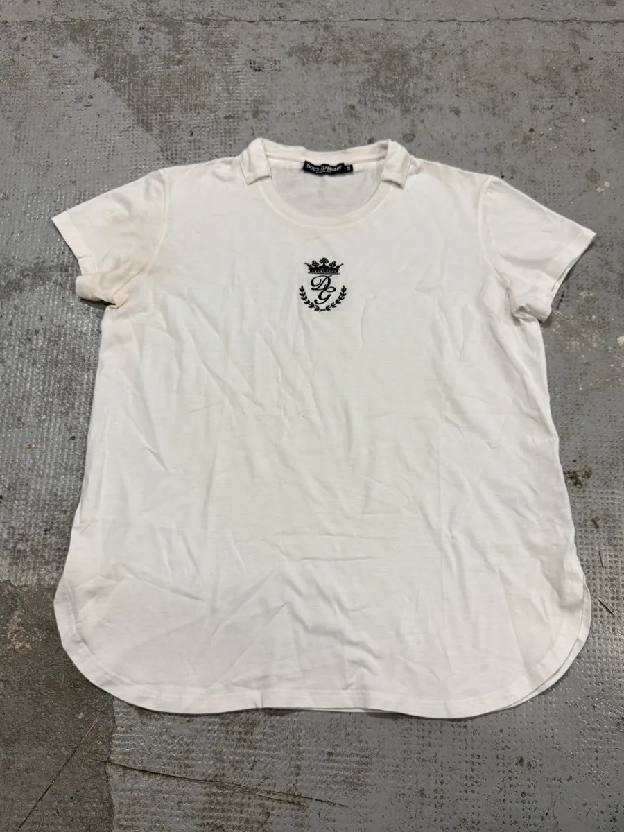 2000s Dolce & Gabbana Crown DG Logo White T-Shirt hditjxs 0