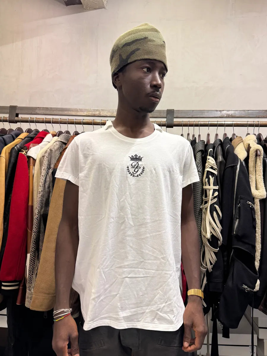 2000s Dolce & Gabbana Crown DG Logo White T-Shirt hditjxs 1