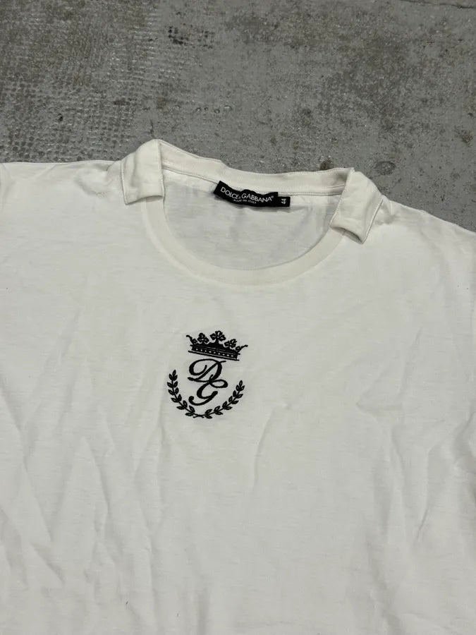 2000s Dolce & Gabbana Crown DG Logo White T-Shirt hditjxs 3