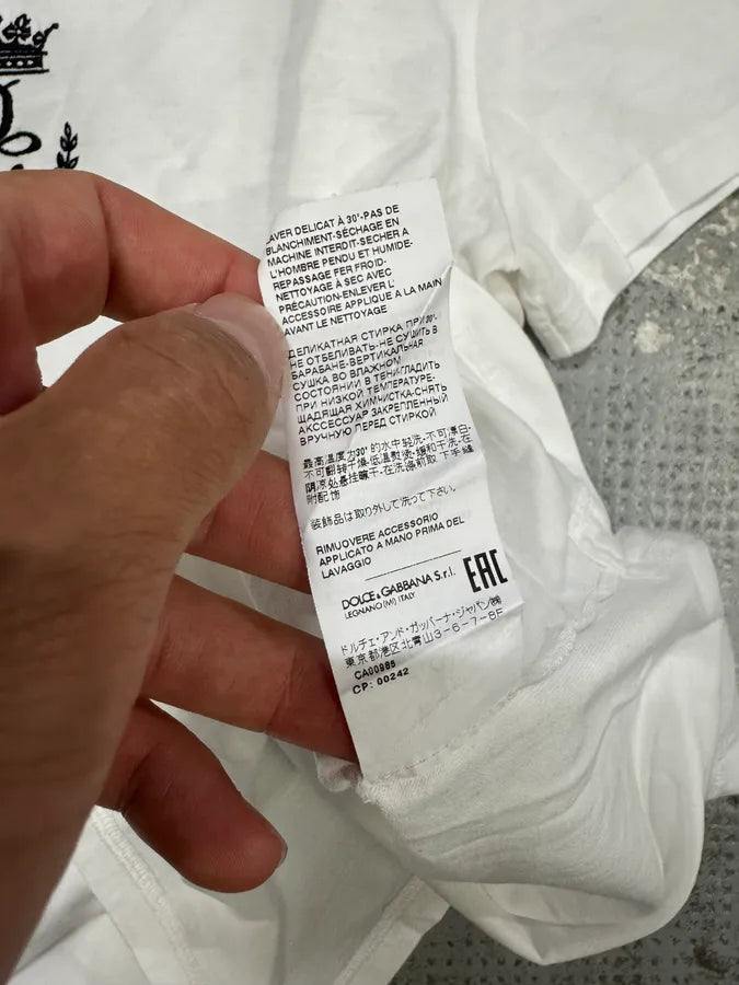 2000s Dolce & Gabbana Crown DG Logo White T-Shirt hditjxs 5