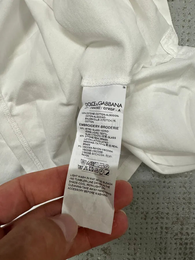 2000s Dolce & Gabbana Crown DG Logo White T-Shirt hditjxs 7