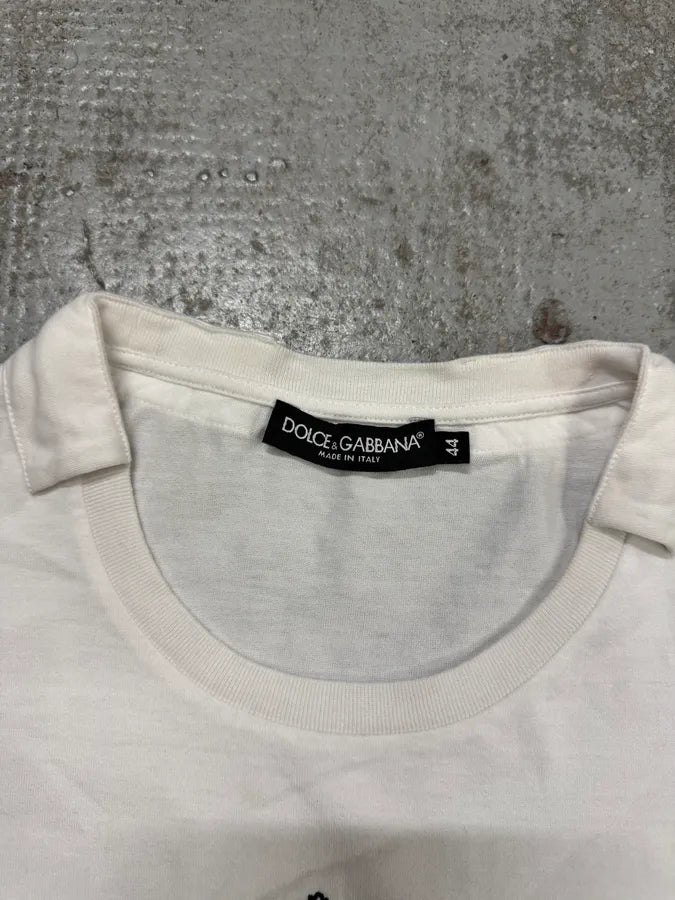 2000s Dolce & Gabbana Crown DG Logo White T-Shirt hditjxs 8