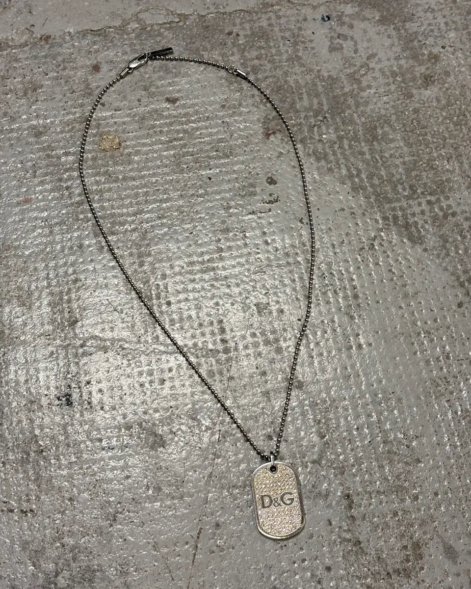 2000s Dolce & Gabbana Crystal D&G Dog Tag Necklace JKotaEE 0
