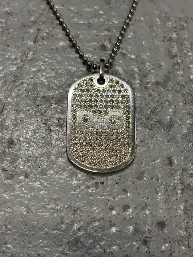 2000s Dolce & Gabbana Crystal D&G Dog Tag Necklace JKotaEE 3
