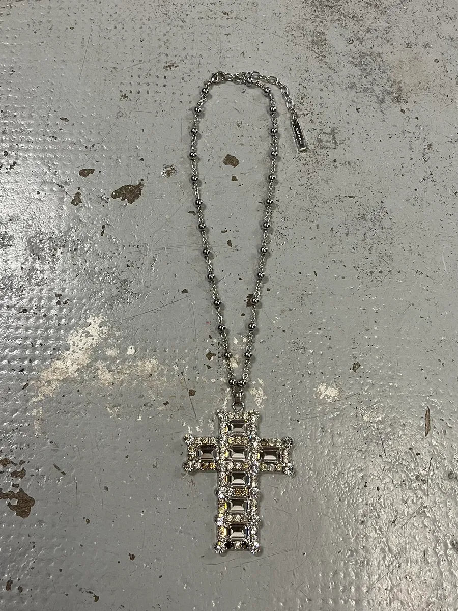 2000s Dolce & Gabbana Crystal Embellishment Shiny Cross Necklace aRNpdsq 1