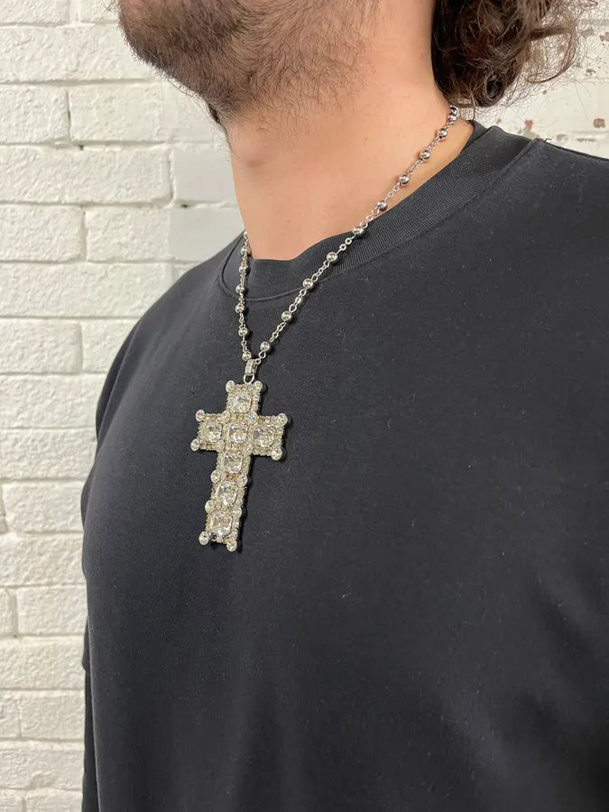 2000s Dolce & Gabbana Crystal Embellishment Shiny Cross Necklace aRNpdsq 2