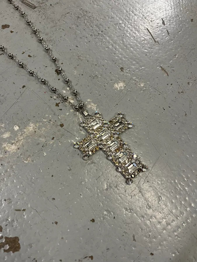 2000s Dolce & Gabbana Crystal Embellishment Shiny Cross Necklace aRNpdsq 3