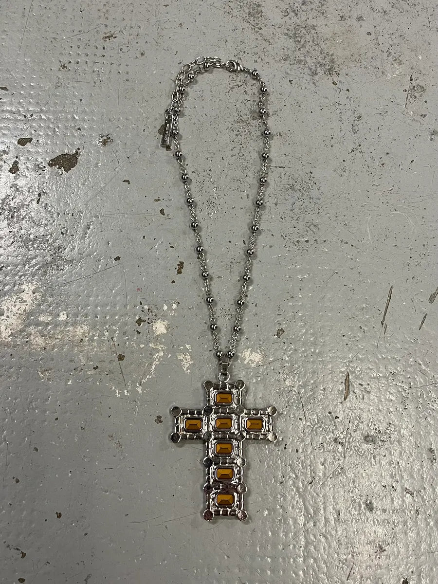 2000s Dolce & Gabbana Crystal Embellishment Shiny Cross Necklace aRNpdsq 5