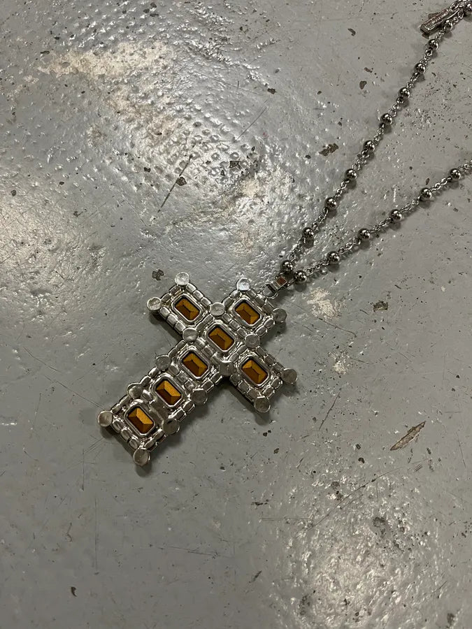 2000s Dolce & Gabbana Crystal Embellishment Shiny Cross Necklace aRNpdsq 6