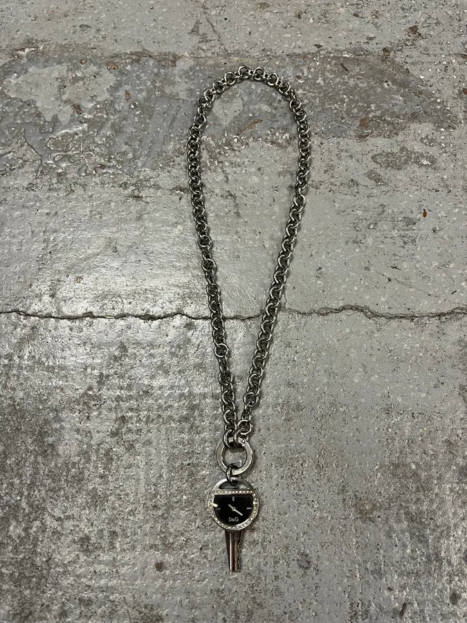 2000s Dolce & Gabbana Crystal Key Watch Necklace ZjLInPW 0
