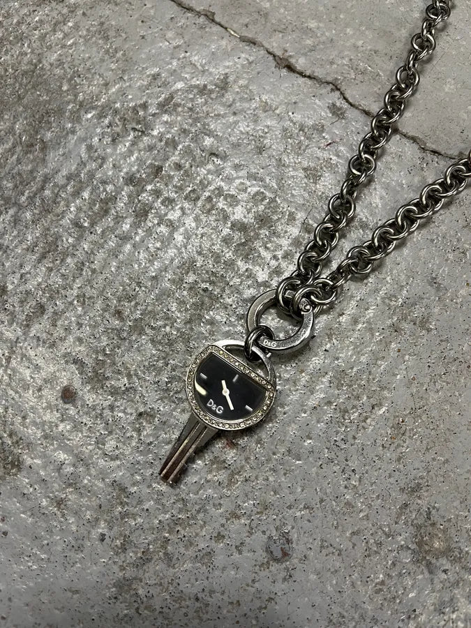 2000s Dolce & Gabbana Crystal Key Watch Necklace ZjLInPW 2