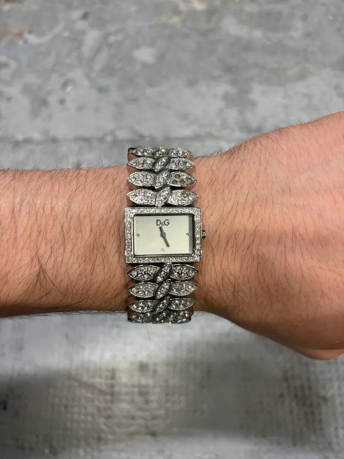 2000s Dolce & Gabbana Crystal Leaves Bracelet Watch XGEDNql 2