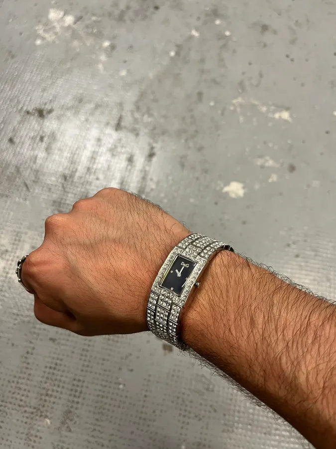 2000s Dolce & Gabbana Crystal Pave Bracelet Watch cZhyKnx 0