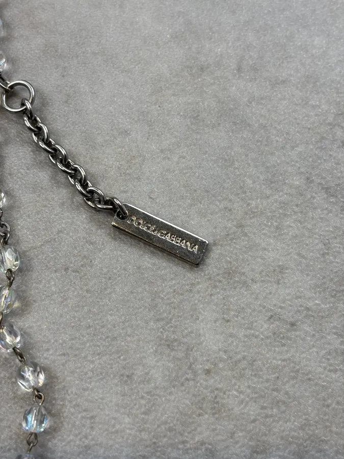 2000s Dolce & Gabbana Crystal Trompe Loeil Beaded Rosary Necklace jnOoalb 7