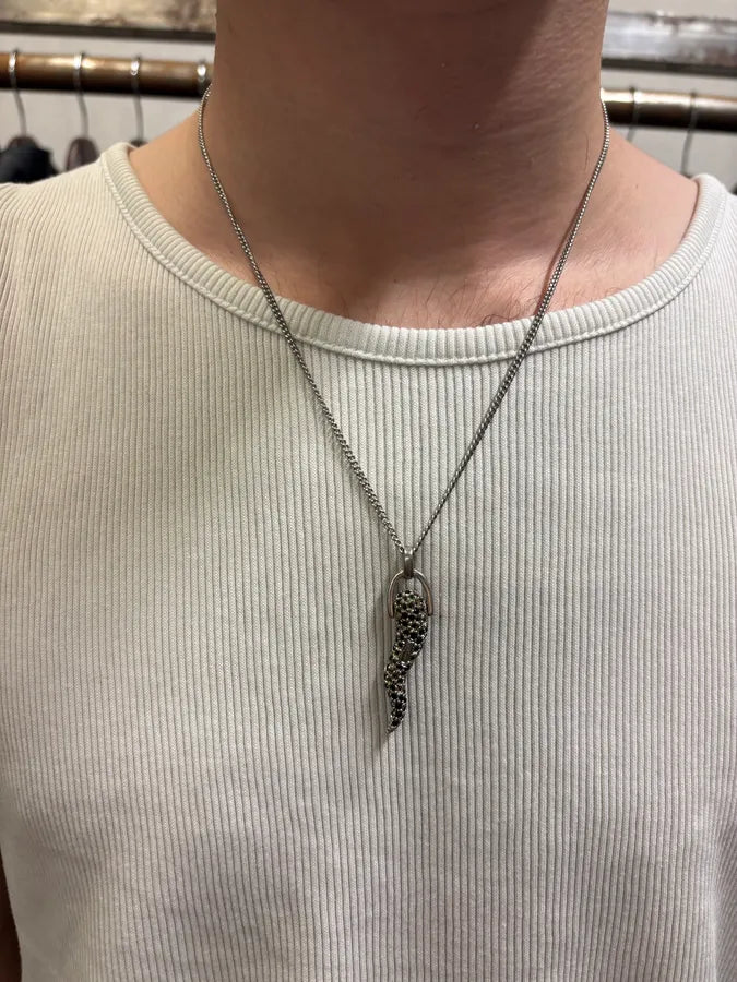 2000s Dolce & Gabbana Crytal Paved Tooth Pendant Sliver Necklace XCKDGMc 1