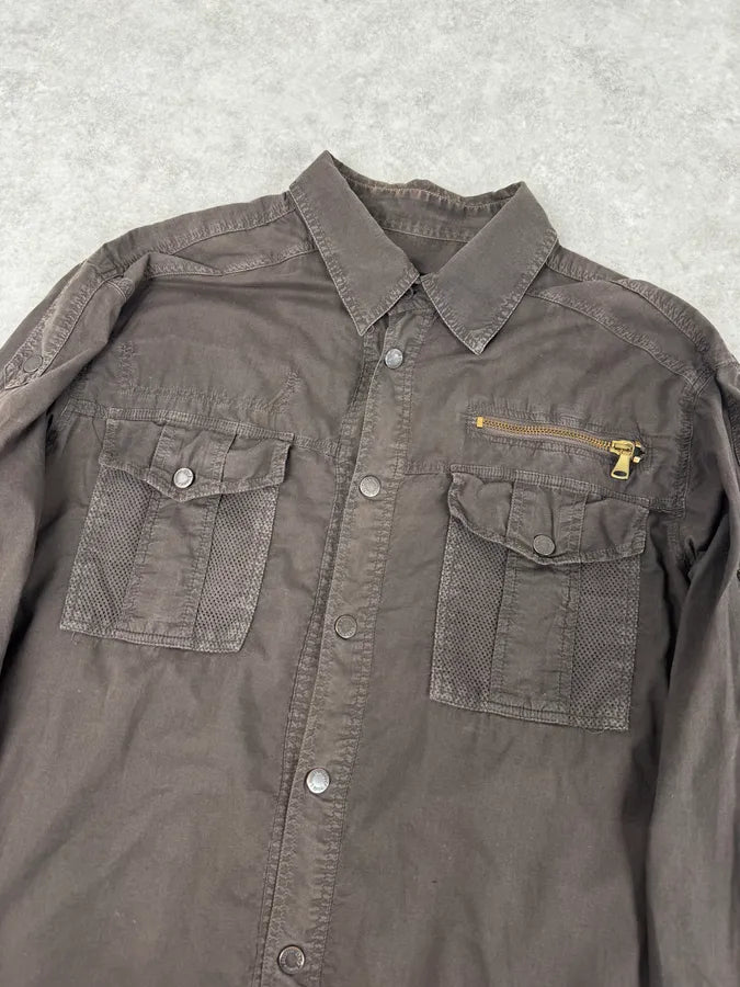 SS2003 Dolce & Gabbana Dark Grey Military Cargo Shirt KHbMZol 4