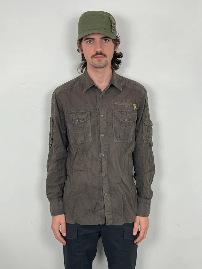 SS2003 Dolce & Gabbana Dark Grey Military Cargo Shirt KHbMZol 1