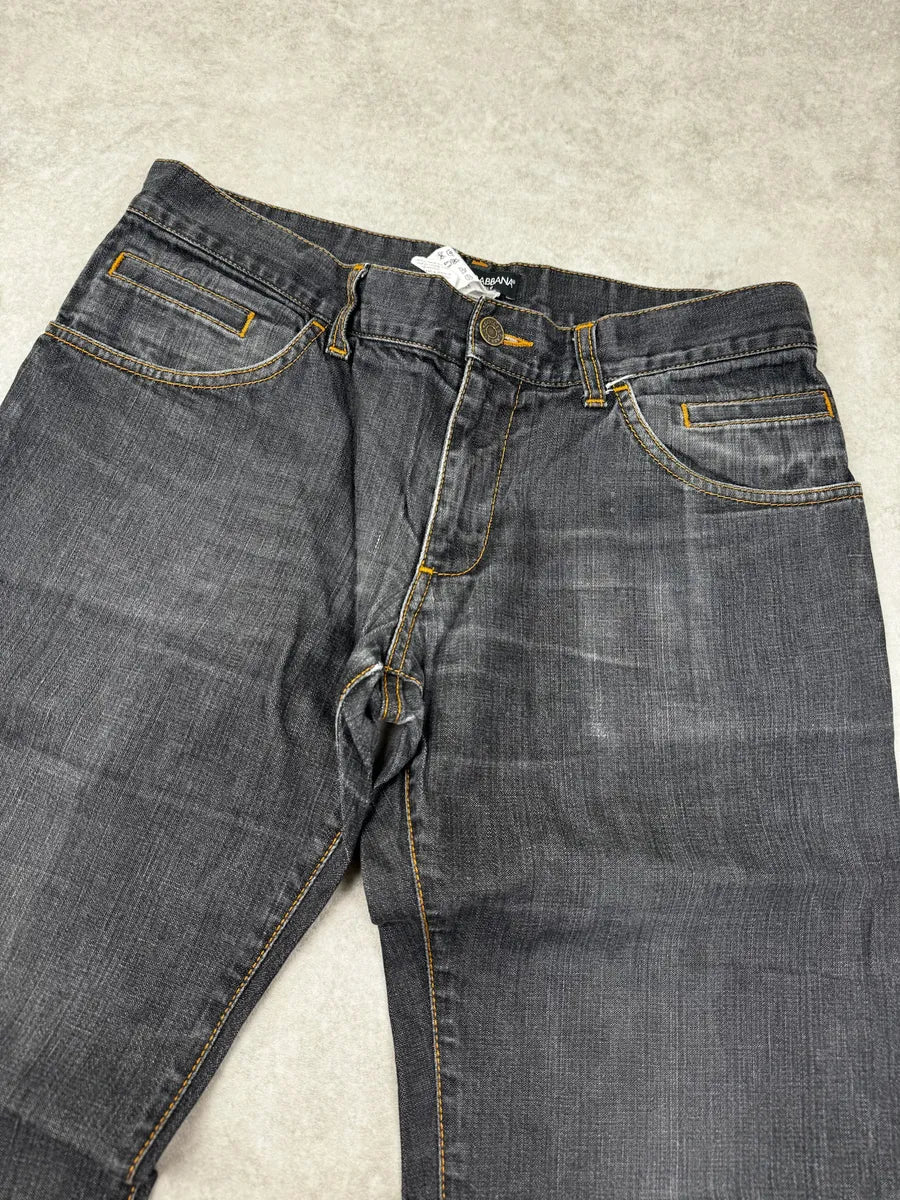 2000s Dolce & Gabbana Dark Grey Contrast Denim Stitch Jeans RPdZtNw 4
