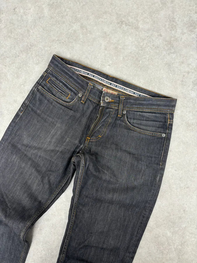2000s Dolce & Gabbana Dark Grey Denim Power Straight Jeans wrRIVIZ 5