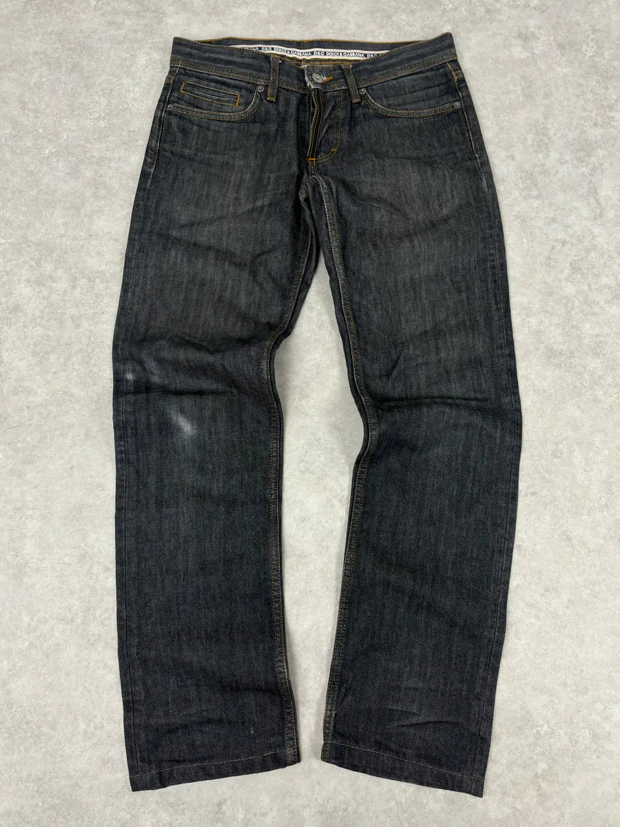 2000s Dolce & Gabbana Dark Grey Denim Power Straight Jeans wrRIVIZ 0