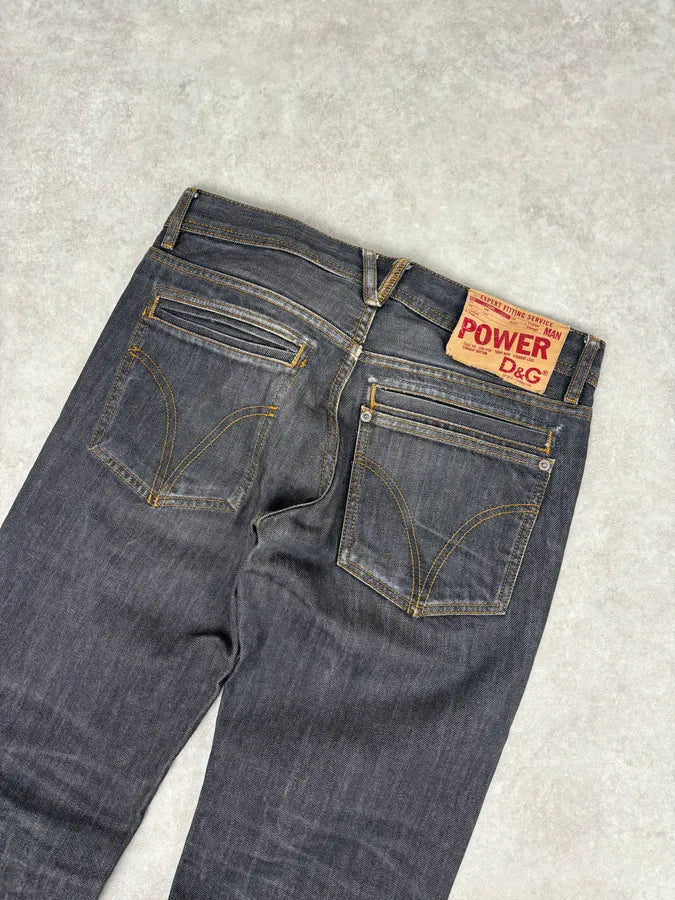 2000s Dolce & Gabbana Dark Grey Denim Power Straight Jeans wrRIVIZ 6