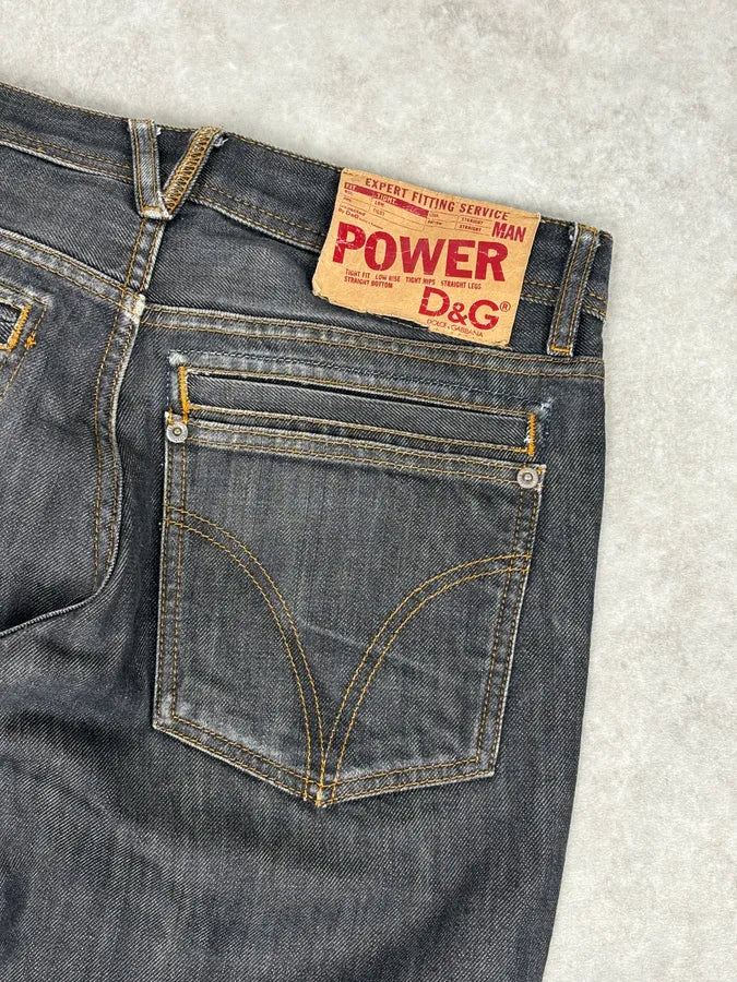 2000s Dolce & Gabbana Dark Grey Denim Power Straight Jeans wrRIVIZ 7