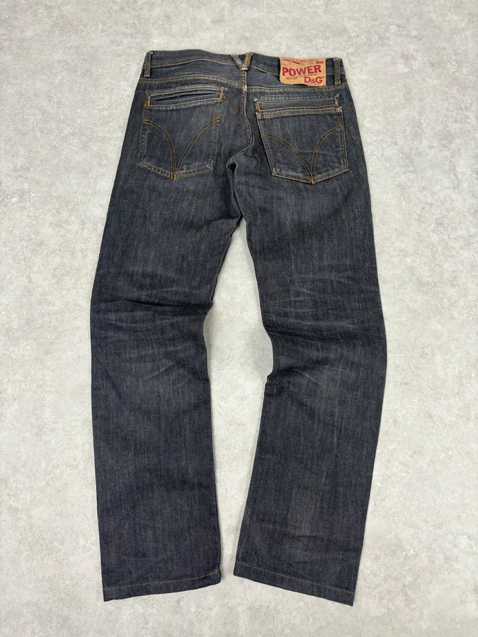 2000s Dolce & Gabbana Dark Grey Denim Power Straight Jeans wrRIVIZ 1