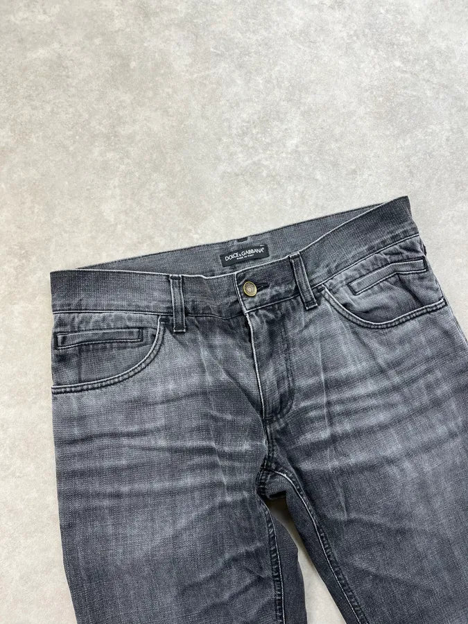 2000s Dolce & Gabbana Dark Grey Faded Straight Leg Denim Jeans KHkRvXx 5