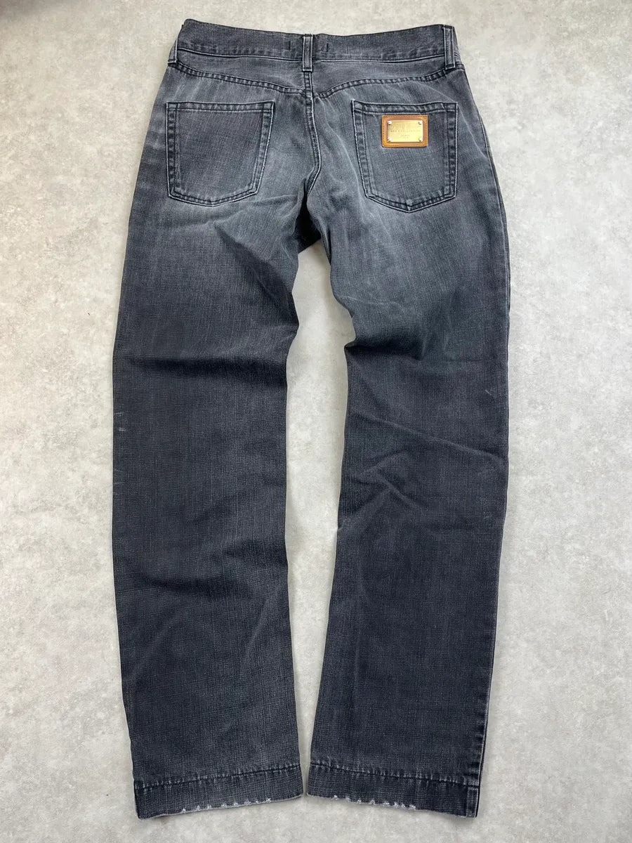 2000s Dolce & Gabbana Dark Grey Faded Straight Leg Denim Jeans KHkRvXx 6