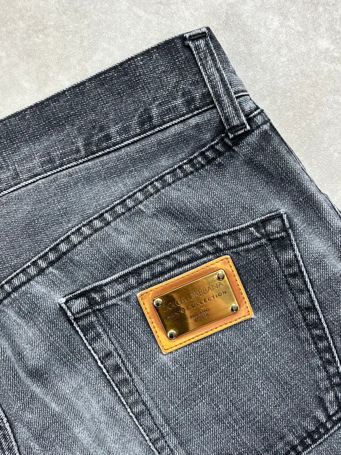 2000s Dolce & Gabbana Dark Grey Faded Straight Leg Denim Jeans KHkRvXx 8