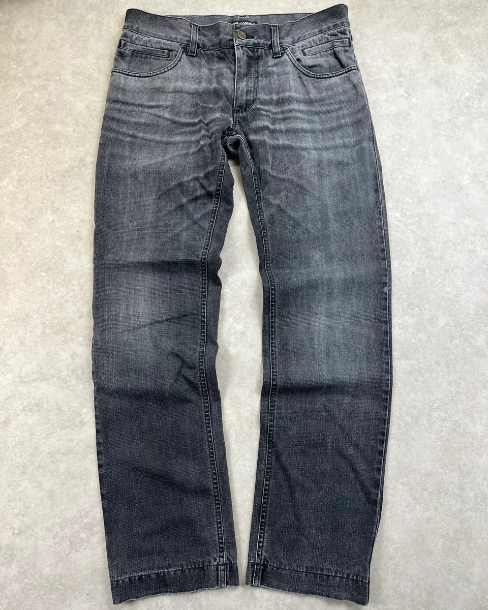 2000s Dolce & Gabbana Dark Grey Faded Straight Leg Denim Jeans KHkRvXx 0