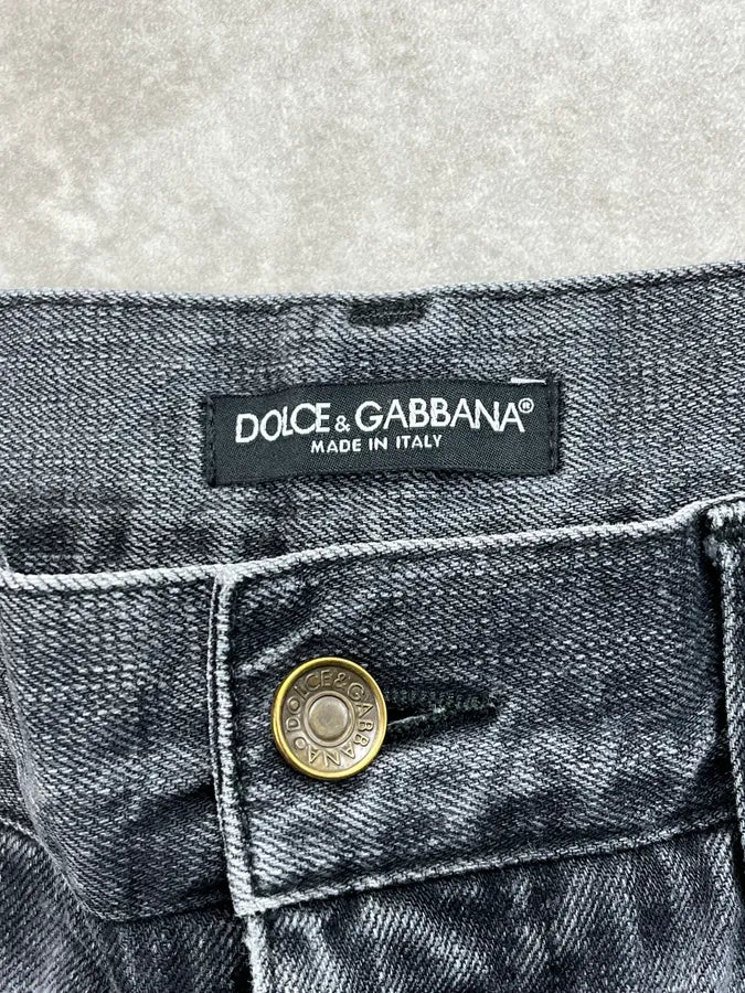 2000s Dolce & Gabbana Dark Grey Faded Straight Leg Denim Jeans KHkRvXx 11