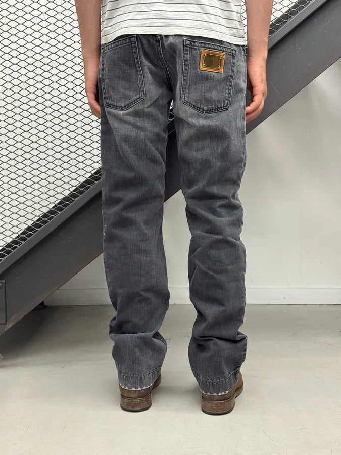 2000s Dolce & Gabbana Dark Grey Faded Straight Leg Denim Jeans KHkRvXx 3
