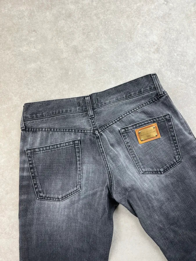2000s Dolce & Gabbana Dark Grey Faded Straight Leg Denim Jeans KHkRvXx 7