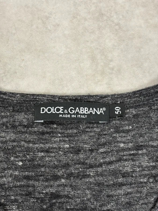 2000s Dolce & Gabbana Dark Grey James Dean V-Neck T-Shirt HIAKbas 7