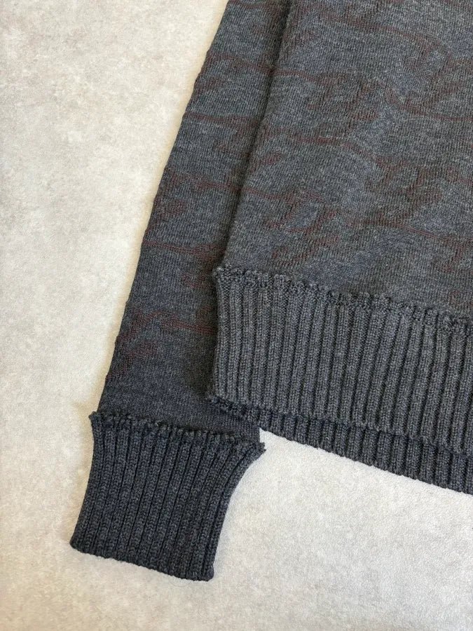 2000s Dolce & Gabbana Dark Grey Signature V-Neck Wool Sweater BwMQYbO 6