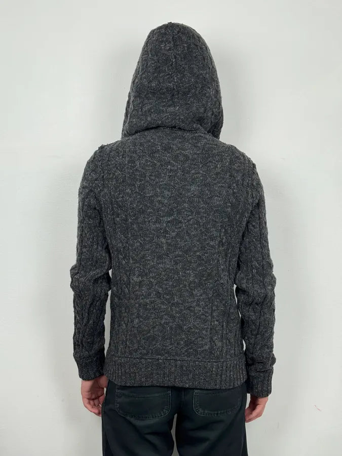2000s Dolce & Gabbana Dark Grey Wool Knit Hoodie gETllyy 1