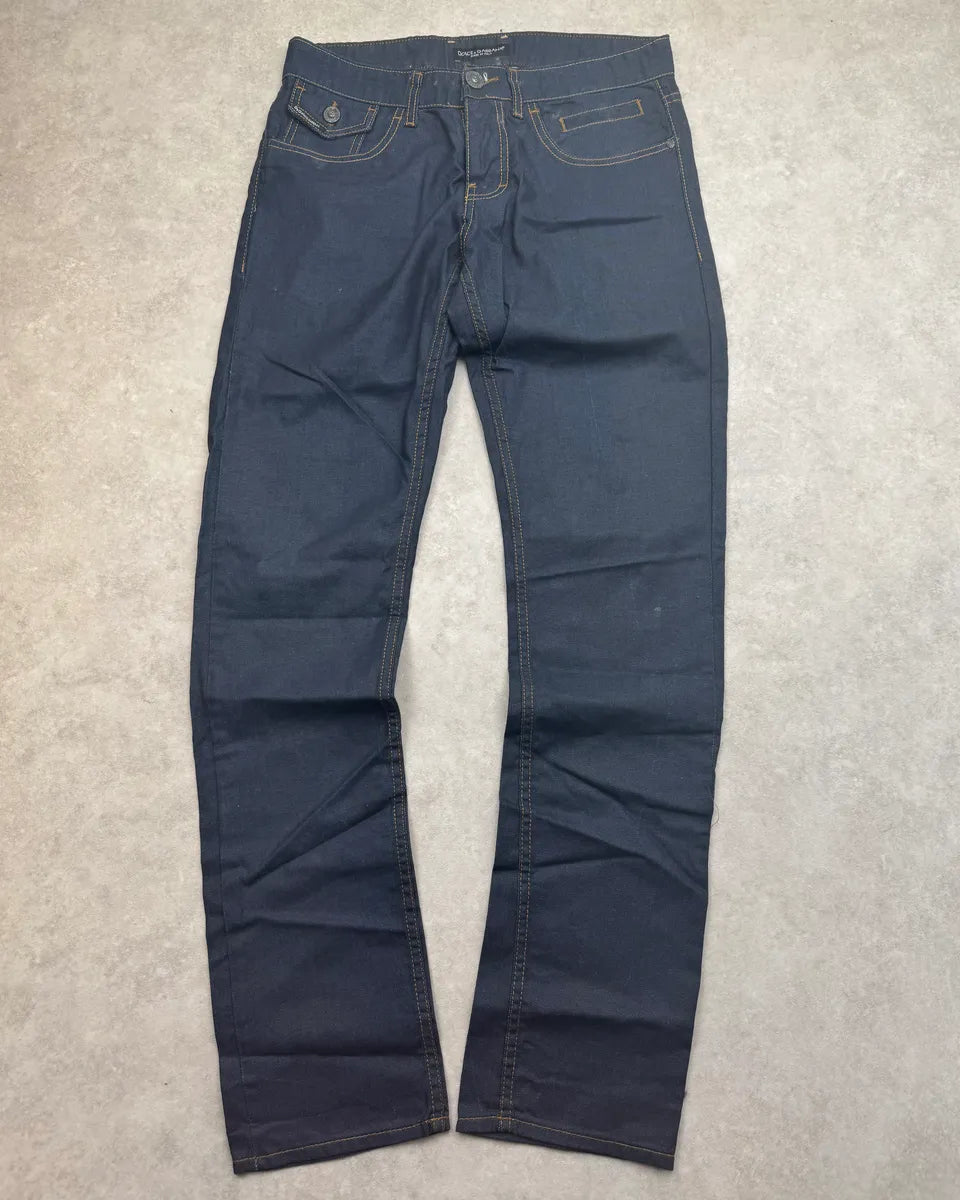 20010s Dolce & Gabbana Dark Navy Slim Denim Jeans nGLLmKh 0