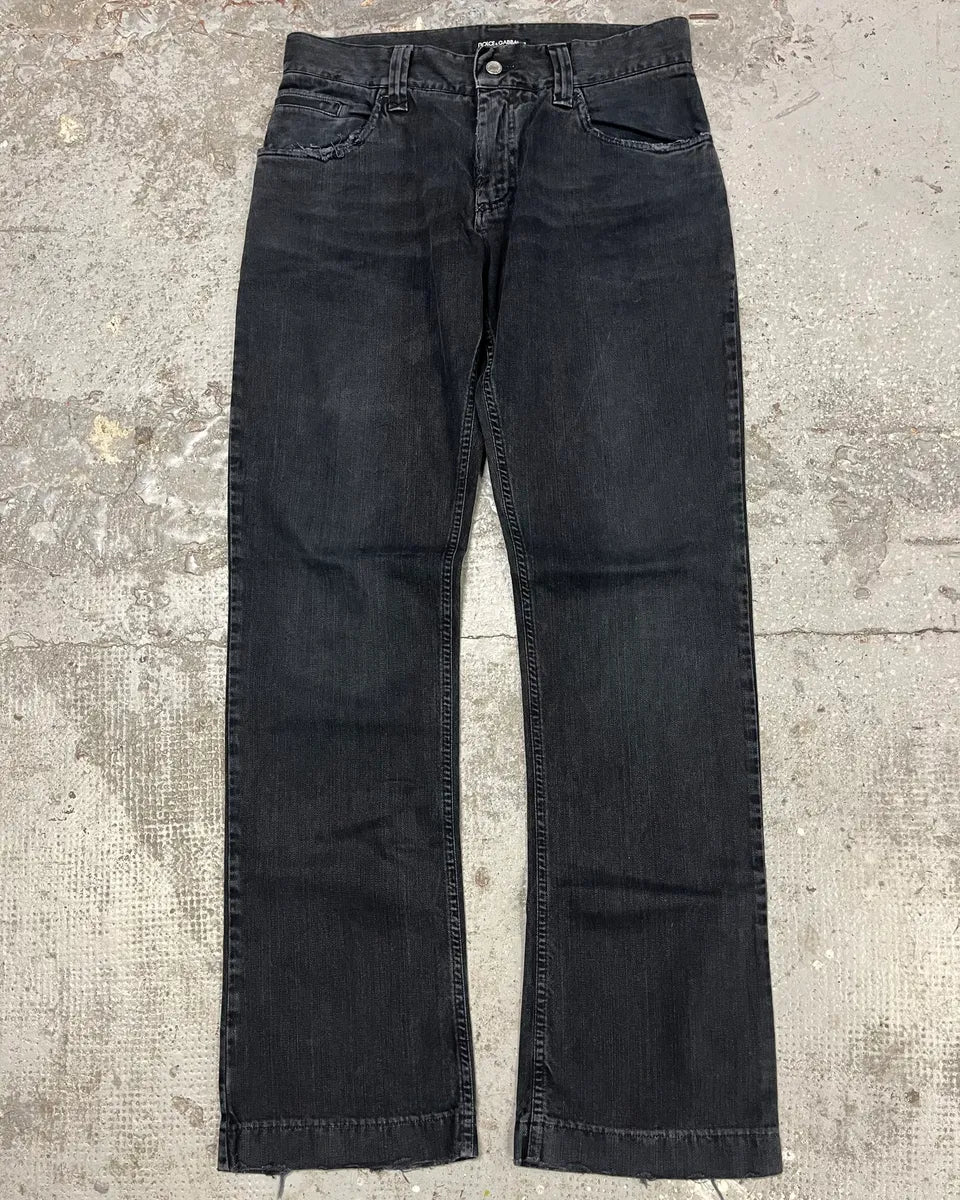 2000s Dolce & Gabbana Dark Obscure Grey Denim Jeans (S/M) ibNuoIZ 0