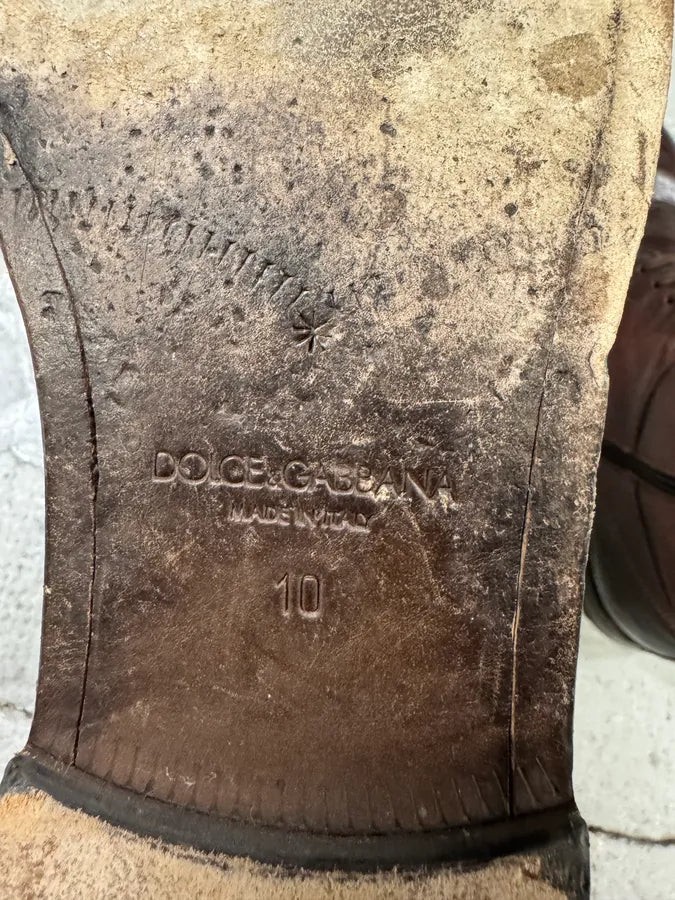 2000s Dolce & Gabbana Dark Red Eroded Premium Leather Boots ufsCYZf 5