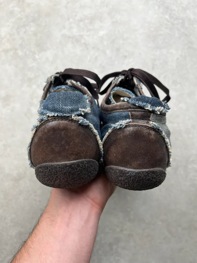 2000s Dolce & Gabbana Denim Distressed Blue Low Sneakers GZjaaYO 4