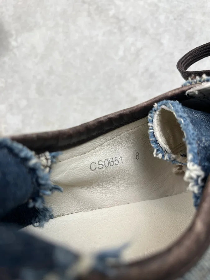 2000s Dolce & Gabbana Denim Distressed Blue Low Sneakers GZjaaYO 7