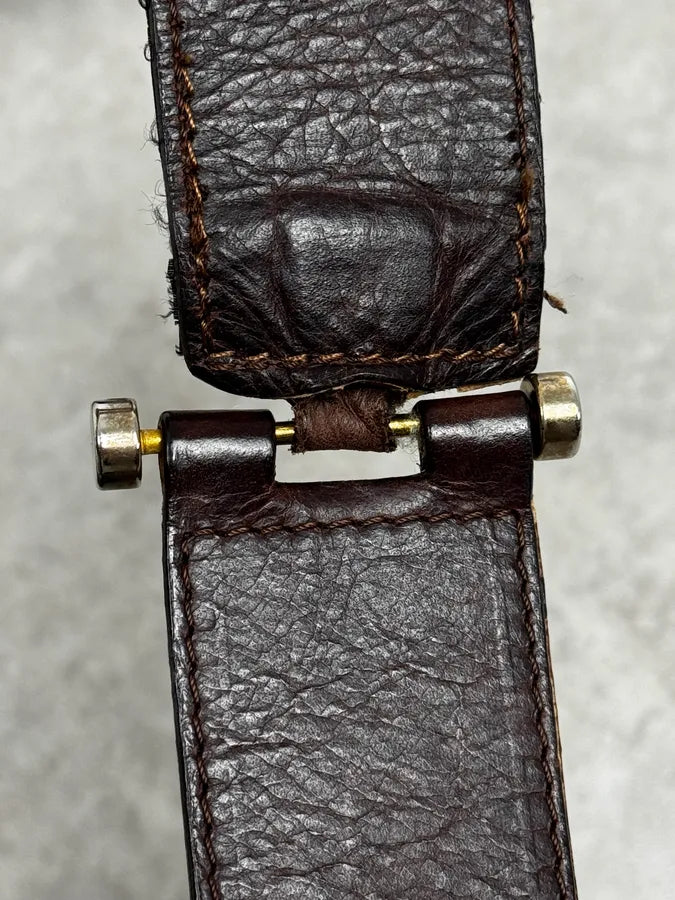 2000s Dolce & Gabbana Denim Studded Brown Leather Shoulder Bag swHkMrR 6