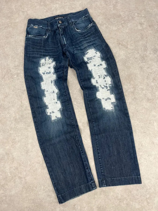 2000s Dolce & Gabbana Destroyed Blue Denim Jeans QpGKJUK 4
