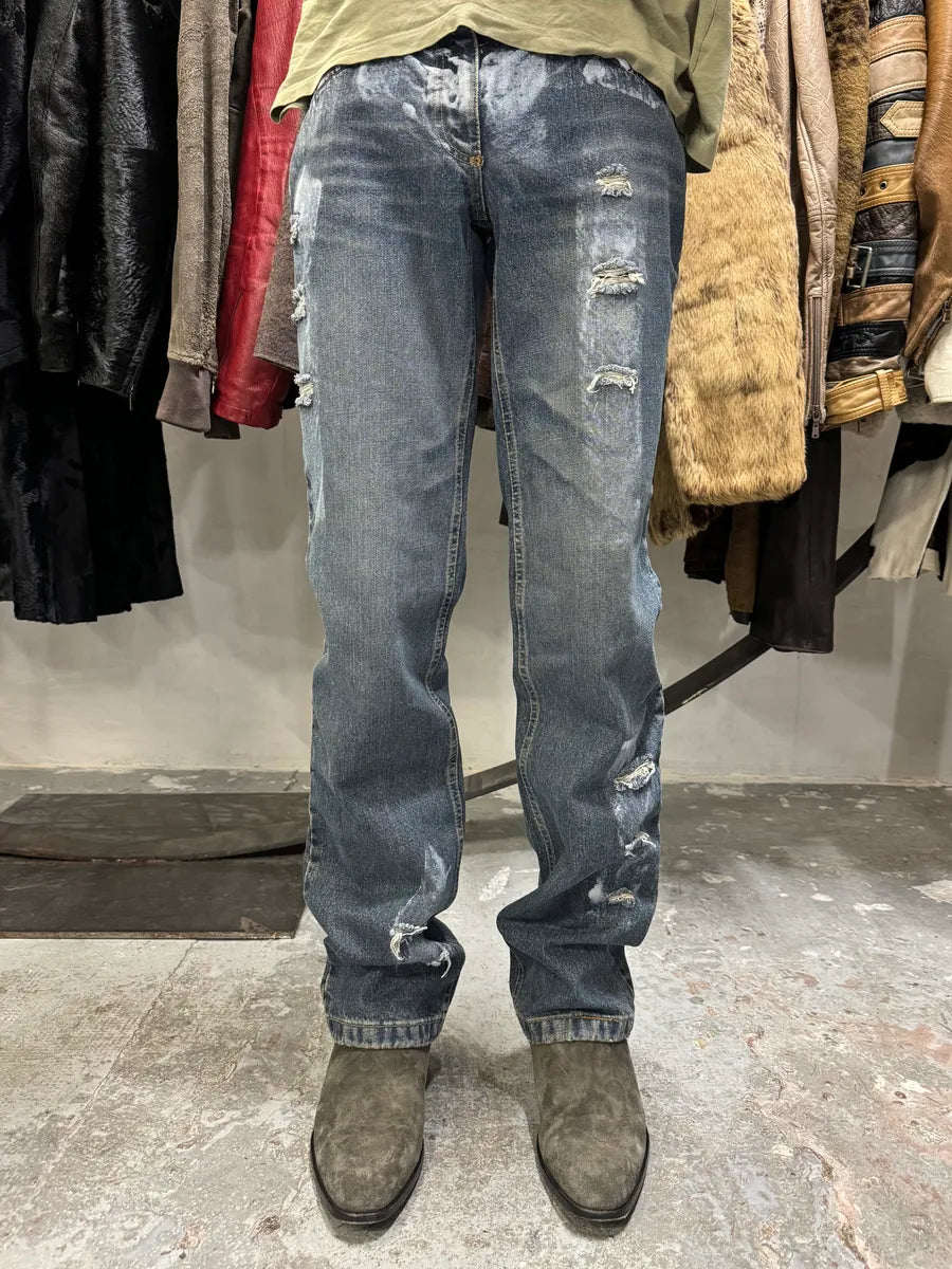 2000s Dolce & Gabbana Destroyed Blue Denim Jeans (M) pPYkKtX 1