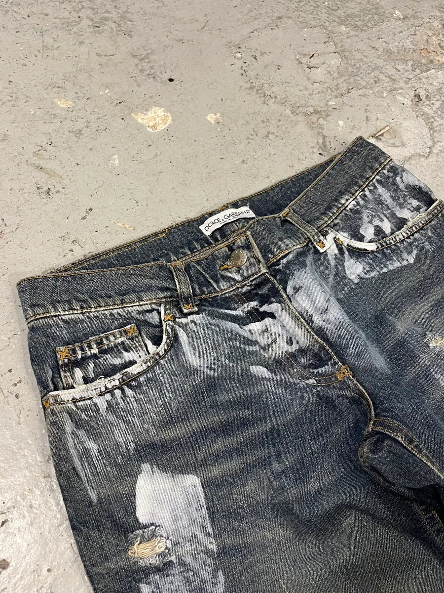 2000s Dolce & Gabbana Destroyed Blue Denim Jeans (M) pPYkKtX 6